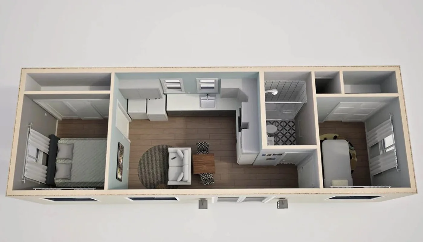 3D floor plan of C535 Two-Bedroom ADU